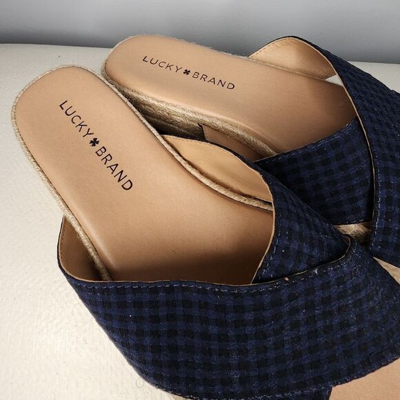 Lucky Brand Gayte Nautical Slide Navy Coastal Platform Slide Sandal Size 7 NWT - Picture 2 of 5